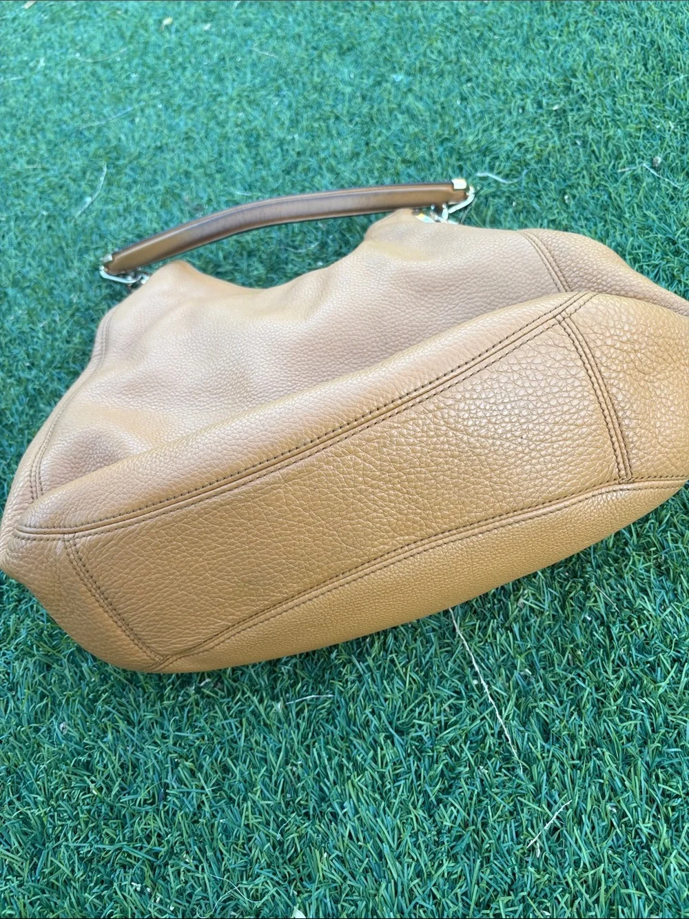 Michael Kors Lillie Large Pebbled Leather Slouchy Hobo Bag Marigold Warm Amber
